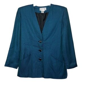 Vintage - ATRIUM COLLECTION - Button Front Blazer Shoulder Pads Pockets Size 10